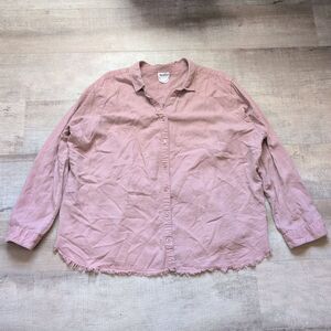 ARULA Pink Relaxed Notched Collar Button Down Shirt M